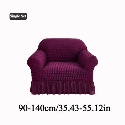 Seersucker Sofa Slipcover Elastic Band Closure Pet-Friendly All-Purpose Sofa Cover for Living Room Home Decor Protection