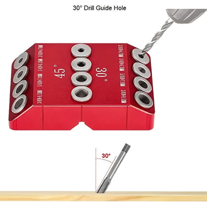 Multi-Angle Drill Guide Jig 30 45 90 Degree All-Metal for Cable Railing Lag Screw Installation Deck Stair Handrail Post Hole Drilling