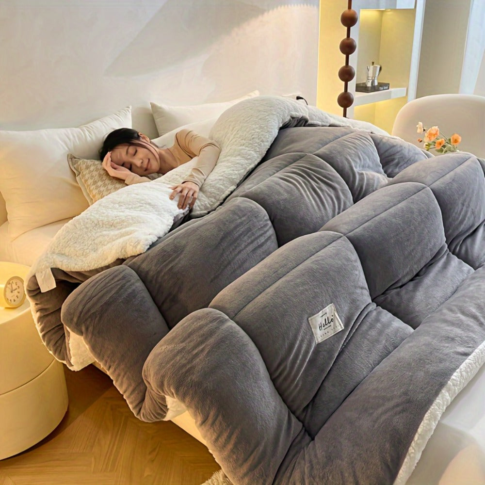 Box-Quilted Solid Comforter in Five Colors with Twin, Full, Queen and King Dimension Options