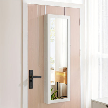Jewelry Armoire Floor Standing 47.2" Full-Length Mirror Cabinet with 6 LED Lights Dual Lock