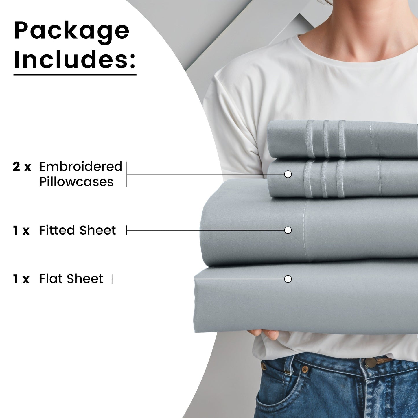 Fitted Sheet Set 6-Piece Brushed Polyester Deep Pocket Bed Sheets 20 Colors Hotel Luxury Bedding with Embroidered Pillowcases