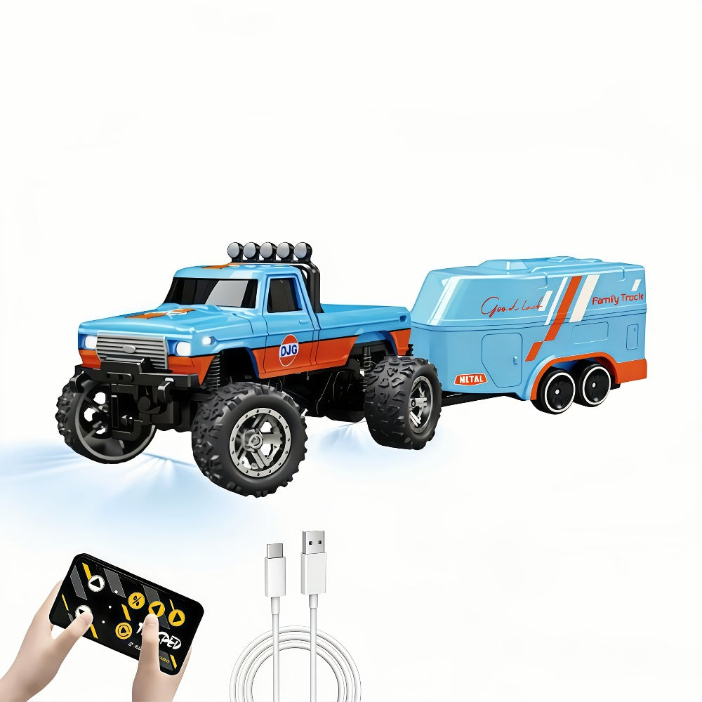 Mini RC Off-Road Truck with Trailer 1:64 Scale Die-Cast Remote Control Car with the Listed Color, Size or Set Options for Everyday Use