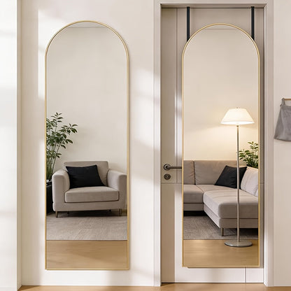 Full Length Mirror 47x14, Over the Door or Wall Mounted Hanging Mirror, Aluminum Alloy Frame, Full Body Dressing Mirror for Bedroom