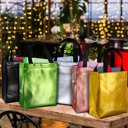Gift Bags Bulk 100pcs Medium 10.2x12.6x3.9 Inch with Handles - 10 Colors Reusable Paper Gift Bags for Party Favors