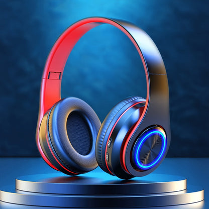 LED Light Over-Ear Wireless Headphones Deep Bass Subwoofer, Active Noise Cancelling Foldable Headset Bluetooth 5.3