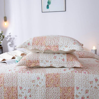 Floral Quilt Set Lightweight Bedspread Coverlet 2 or 3-Piece, All Season Hypoallergenic Breathable Paisley Patchwork Print Quilt for Bedroom