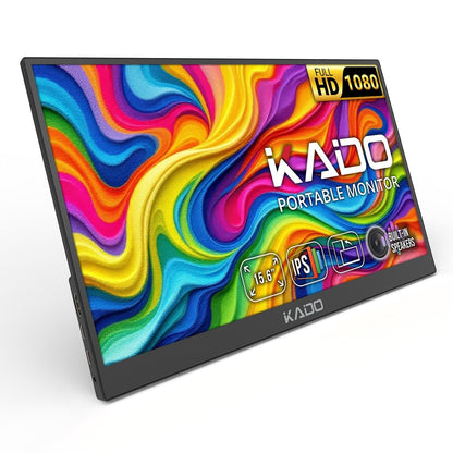 Kado 15.6" Portable Monitor IPS 1080P Full HD Dual USB-C Plug & Play, Built-In Speakers for an Everyday Personal Care Routine