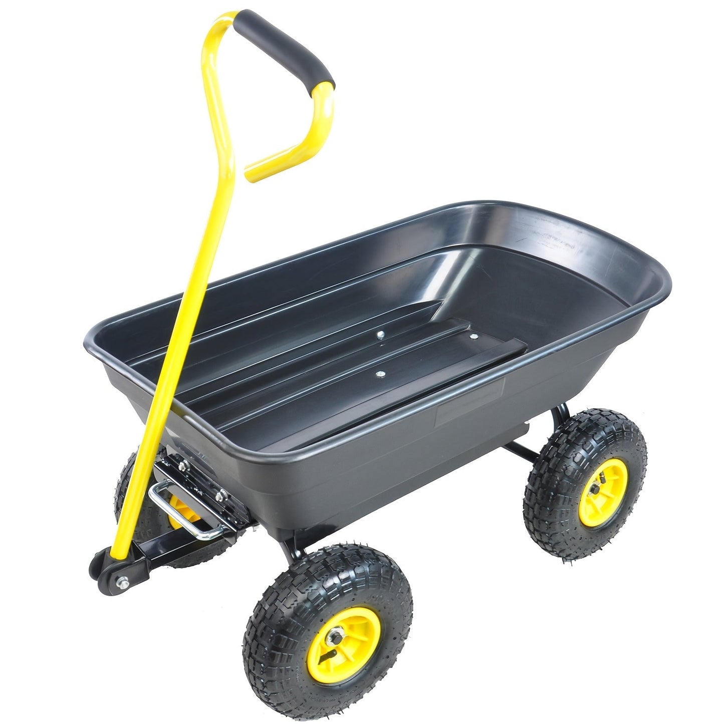 Garden Dump Cart, Steel Frame Pneumatic Tires Lawn Yard Farm Utility Wagon for Garden, Patio and Yard Use