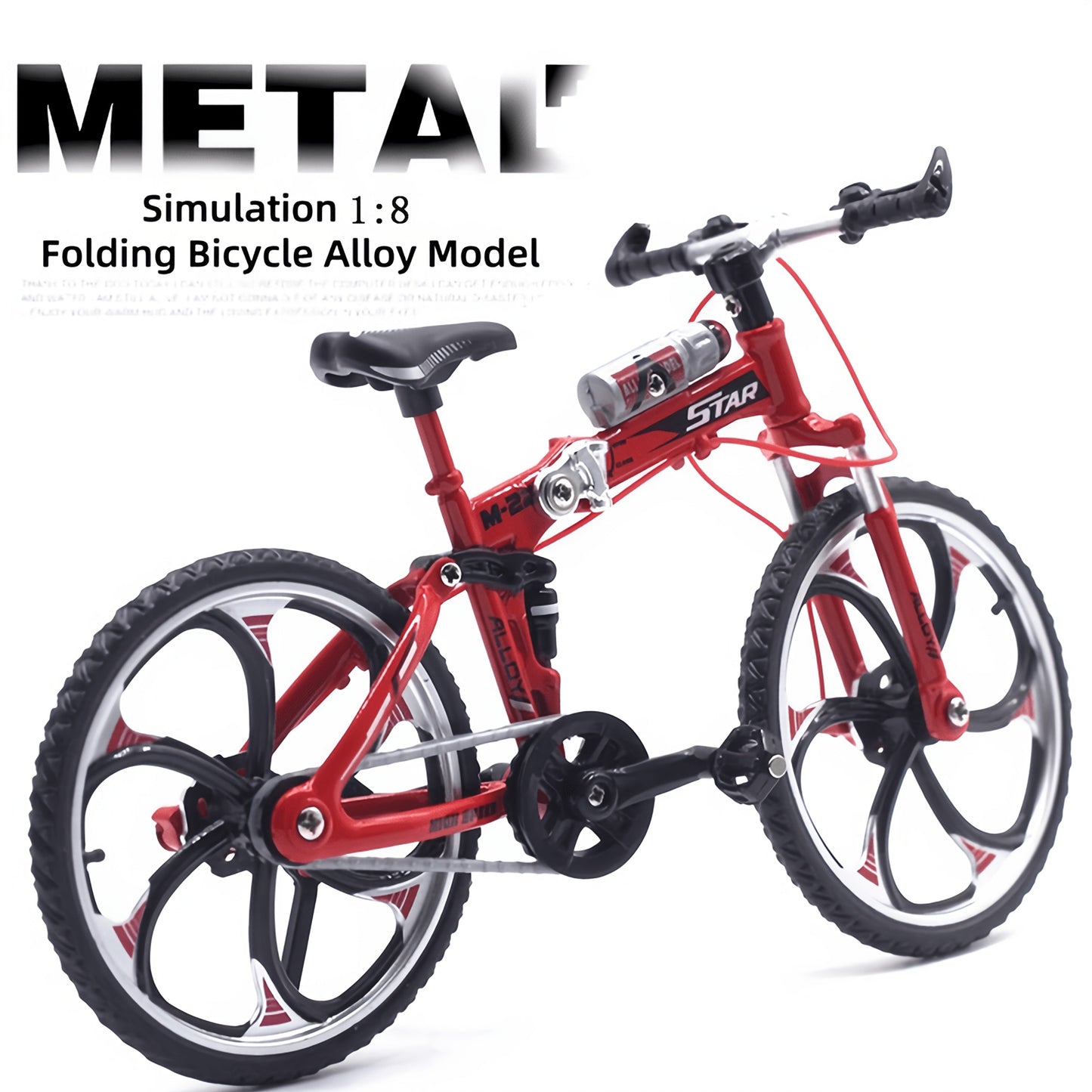 Diecast Mountain Bike Model 1:8 Scale Alloy Foldable Miniature Bicycle Figurine for Home Office Desk Decor