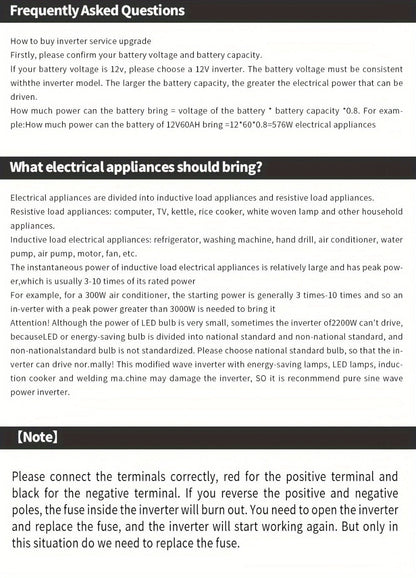 Red 2000W-Labeled Car Power Inverter with 12V Battery Clamp Leads, 110V AC Outlets and Cooling Fan