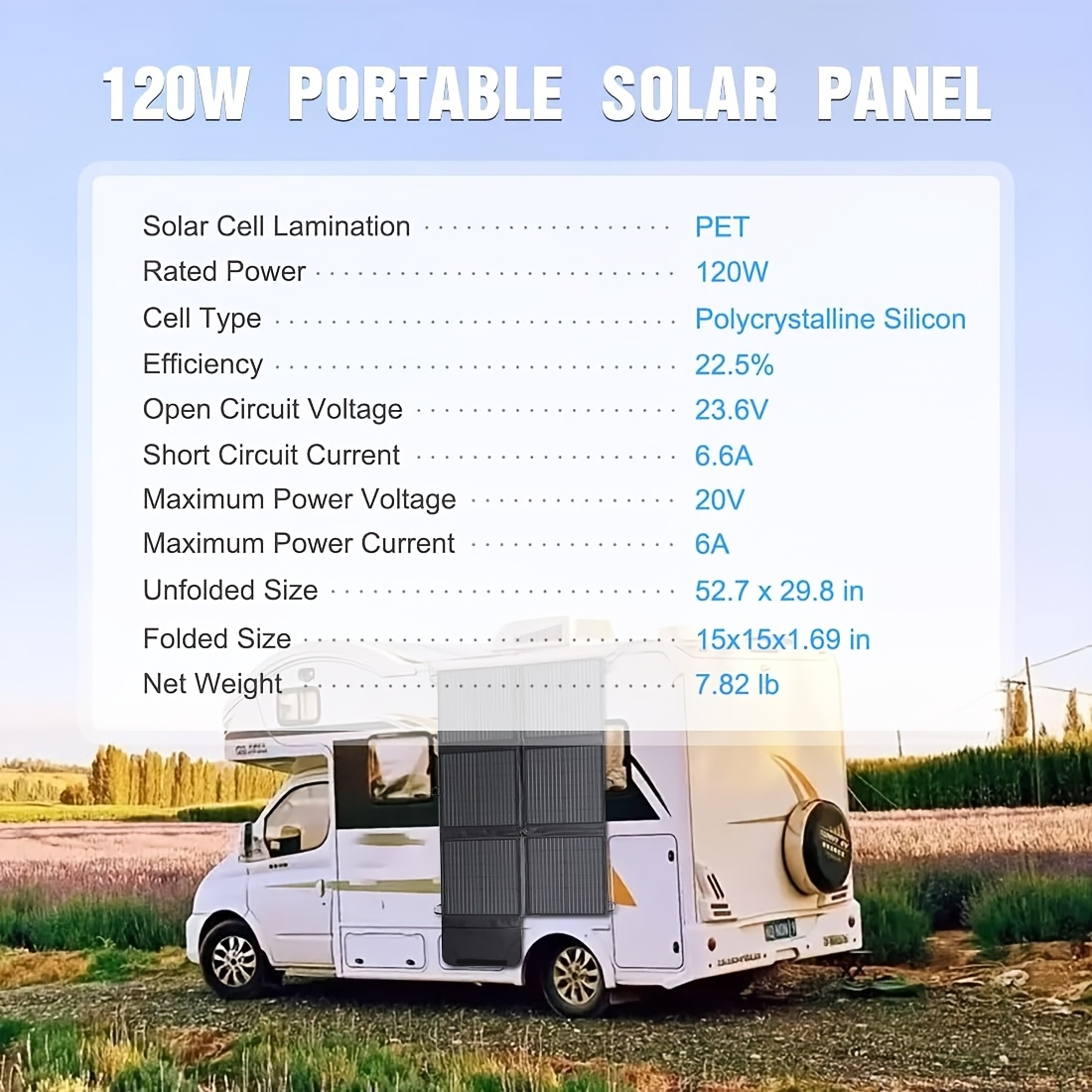 Foldable Solar Panel 120W 200W 300W 400W 22.5% High Efficiency Monocrystalline Portable Outdoor for Garden, Pathway and Patio Lighting