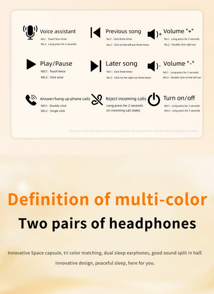 Wireless Earbuds Two-Pair Mini Sleep Set with Digital Display, Type-C Charging and Three Color Options
