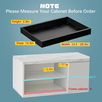 Expandable Pull-Out Cabinet Organizer with 12.6-20.5 Inch Width, Three-Track Slides and 2- or 4-Drawer Options