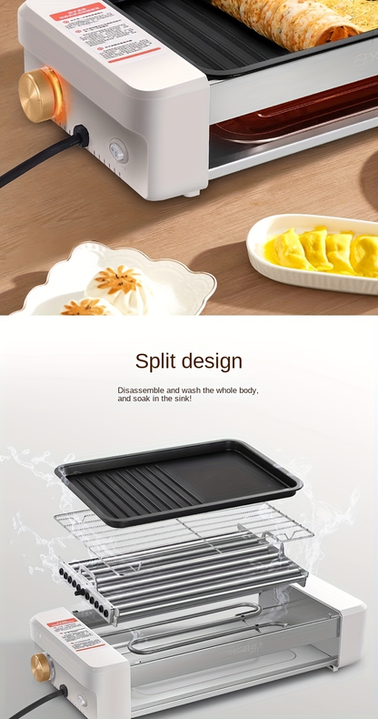 Sausage Grill 4-in-1 Multifunctional Electric Hot Dog Roller, Non-Stick Countertop Cooker with Adjustable Temperature
