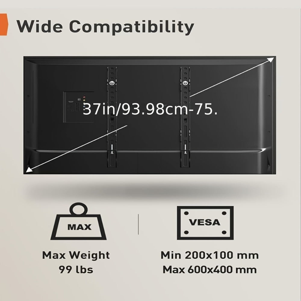 Ceiling TV Mount 37-75 Inch - 360° Swivel & Tilt Adjustable Bracket for Flat & Curved TVs up to, VESA 600x400mm
