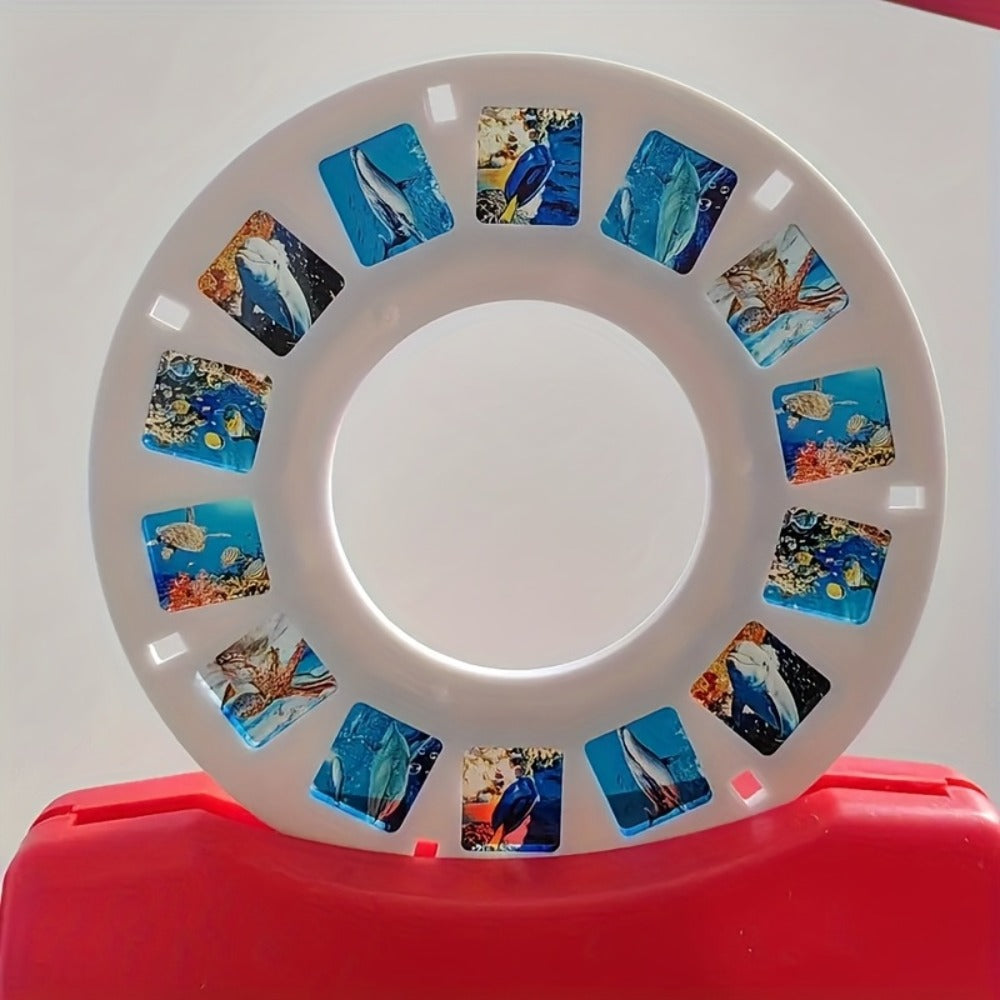 3D Slide Viewer Toy for Kids Ages 3+, Screen-Free Sideshow Projector with Space Ocean Animals Dinosaurs Slides