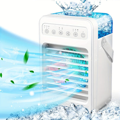Portable Mini Air Conditioner Fan, Personal Evaporative Cooler with 3-Speed Settings & Timer, Quiet Desktop Cooling Fan for Room