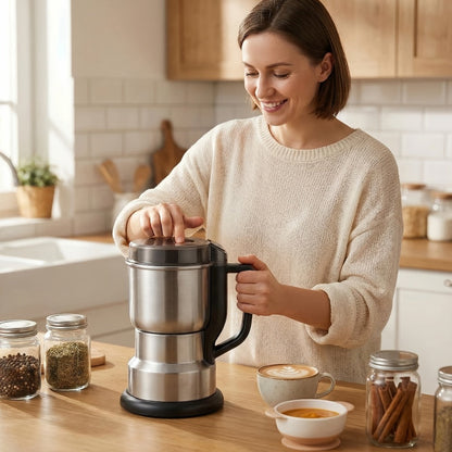Electric Coffee Grinder 300W 25000RPM, 8-Blade Stainless Steel Spice & Grain Mill for Coffee Beans