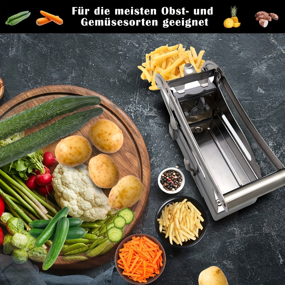 French Fry Cutter, Stainless Steel Vegetable & Potato Slicer, Multi-Function Food Chopper for Potato
