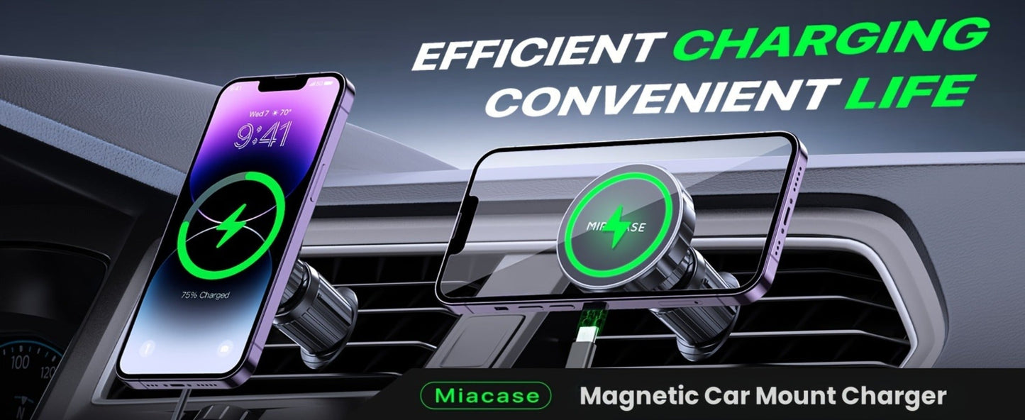 15W Magnetic Wireless Car Charger – Air Vent Mount with N52 Strong Magnet, Fast Charging for iPhone 17 Pro Max / 16 / 15 / 14 / 13 / 12