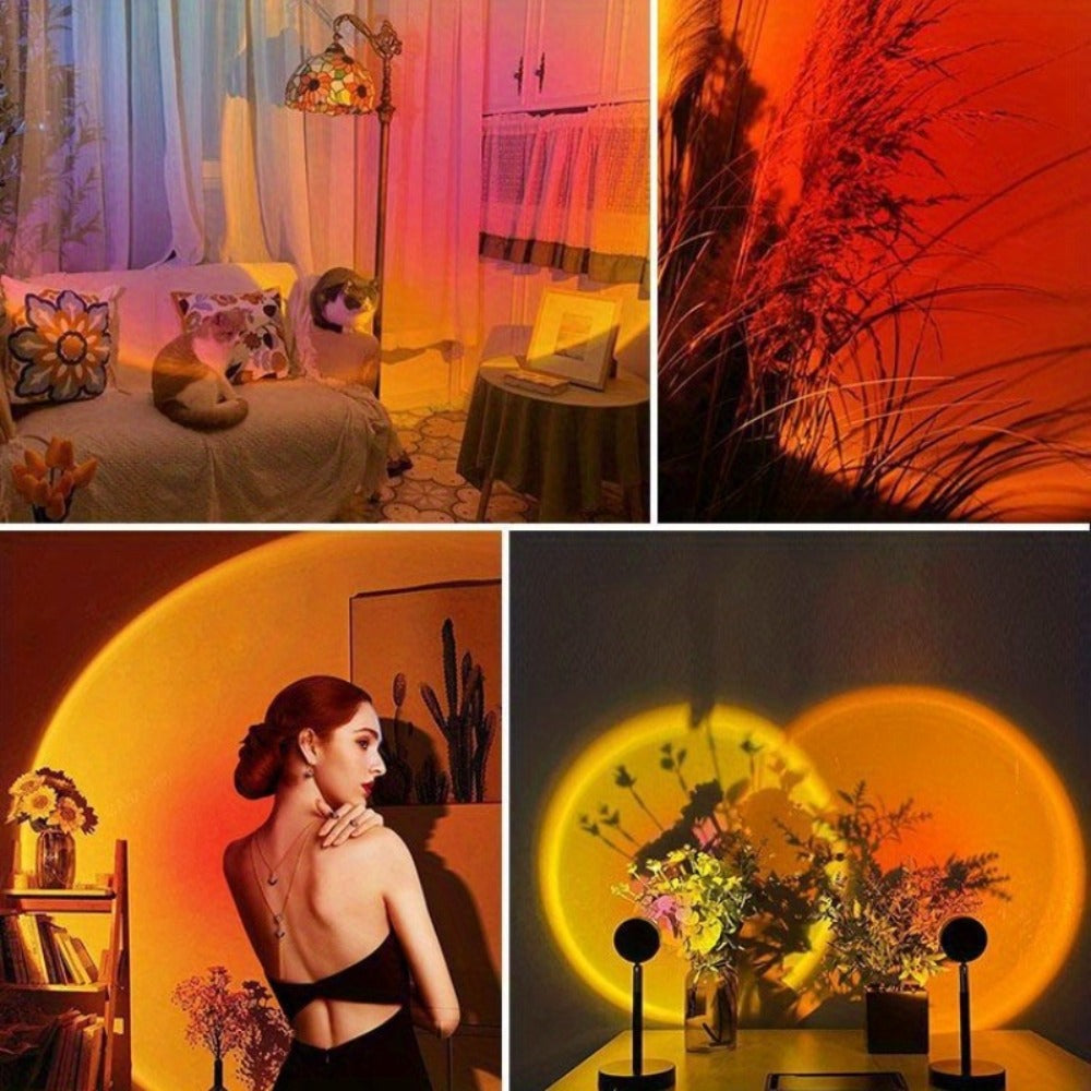 RGB Sunset Lamp Projection with Stand & Remote Control, USB Color Changing Sunset Light for Bedroom