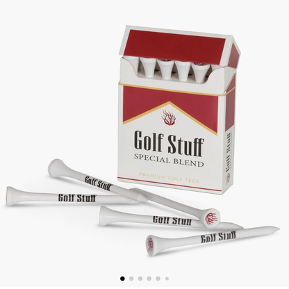 24-Piece Plastic Golf Tee Set with 3.26-Inch White Tees and Two Red-and-White Novelty Storage Boxes