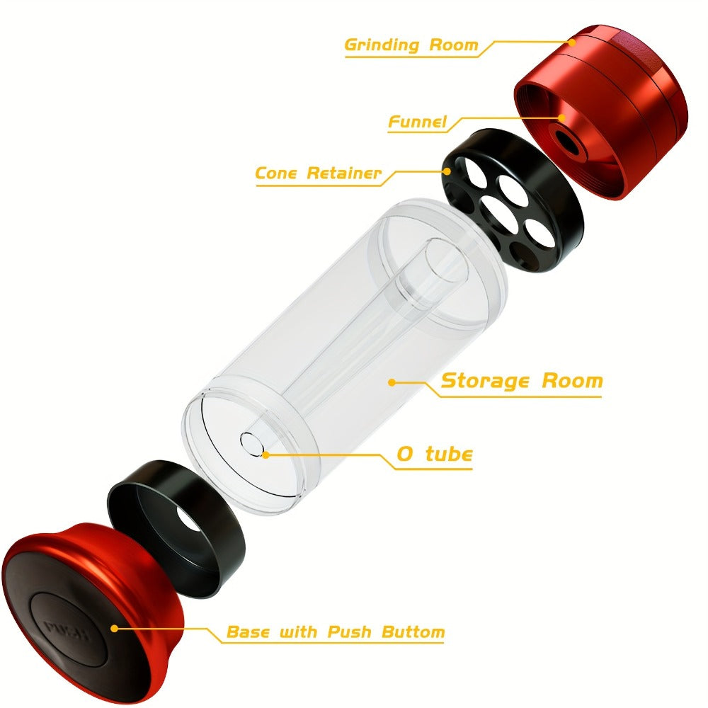 3-in-1 Herb Grinder with Cone Loader & Rolling Machine, Multifunctional Tobacco Grinder Blunt Joint Roller Filling Storage All-in-One