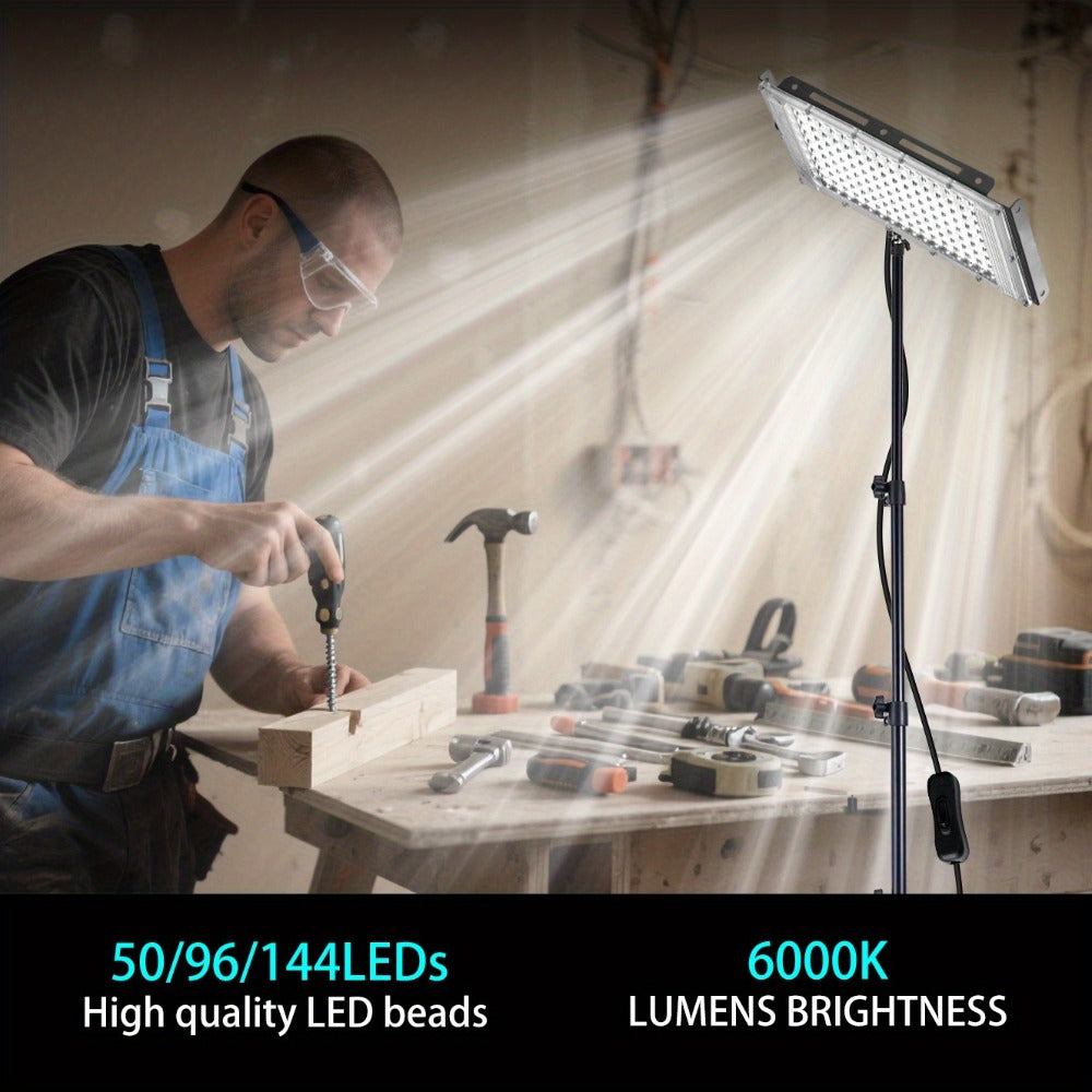 LED Work Light USB Powered 6000K Super Bright, Adjustable Height & Angle Bracket Lamp for Construction Site