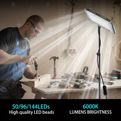 LED Work Light USB Powered 6000K Super Bright, Adjustable Height & Angle Bracket Lamp for Construction Site