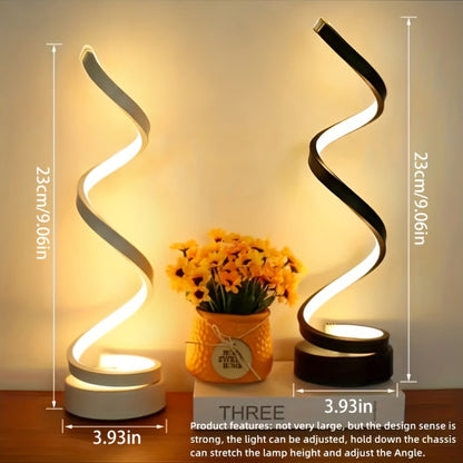 Dimmable Spiral Table Lamp with Touch Control & USB-C Charging Port, 3-Way Brightness Bedside Nightstand Lamp