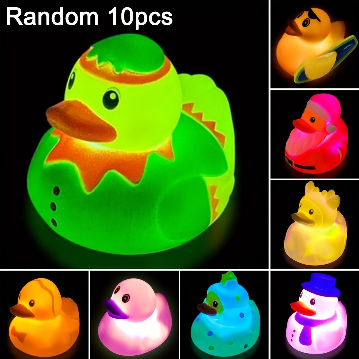 Light Up Duck Bath Toys for Toddlers, Color-Changing Floating Rubber Ducks, Sensory Water Bath Time Toys for Boys & Girls