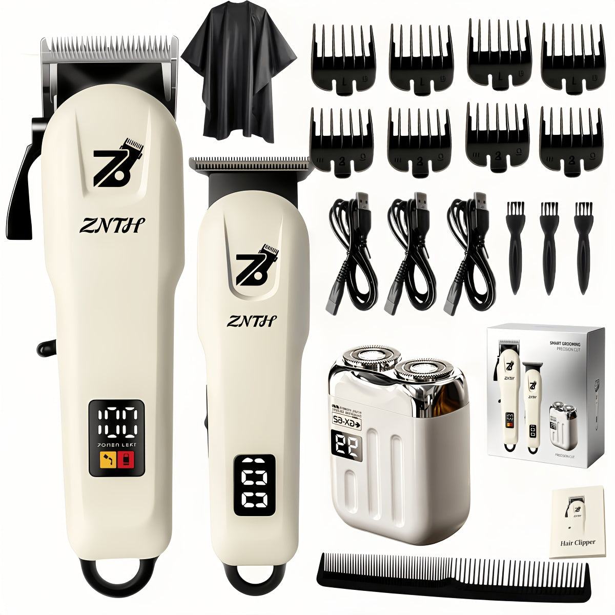 Professional Hair Clipper Kit 9-in-1 Trimmer for Haircut Bald Head Shaving LCD Display for Everyday Face, Beard and Body Grooming