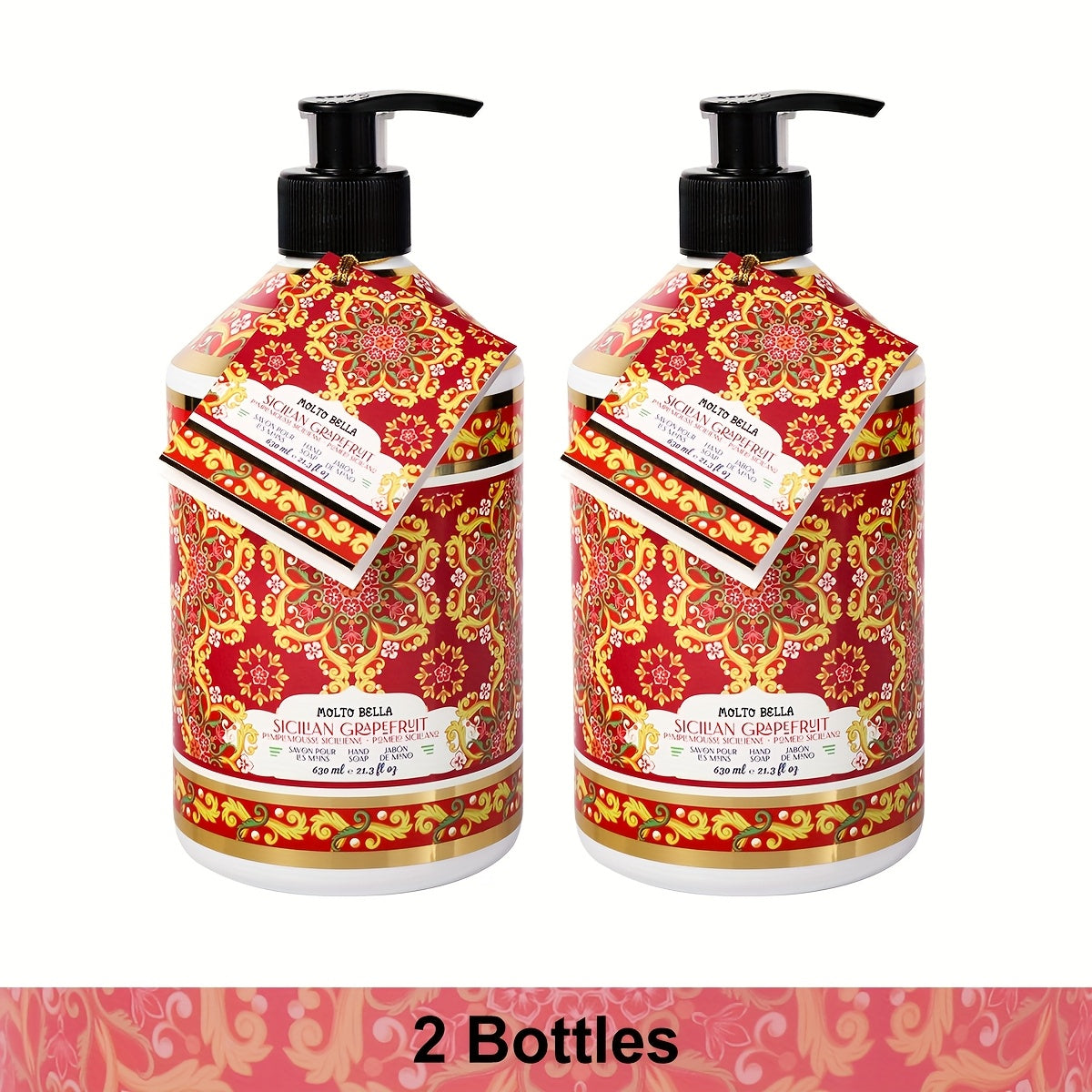 Liquid Hand Soap with Floral Press Bottle, 21.3 fl oz, Scented Hand Wash in Lavender, Grapefruit