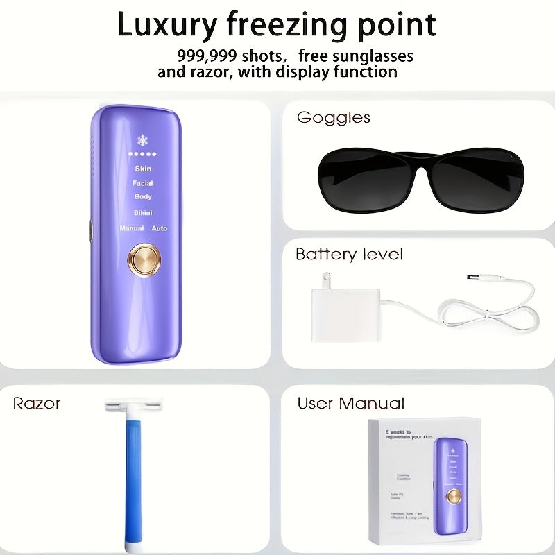 IPL Hair Removal Machine 3-in-1 Permanent Hair Removal Device 999900 Flashes | Painless Laser Epilator for Women Men Full Body Face Legs