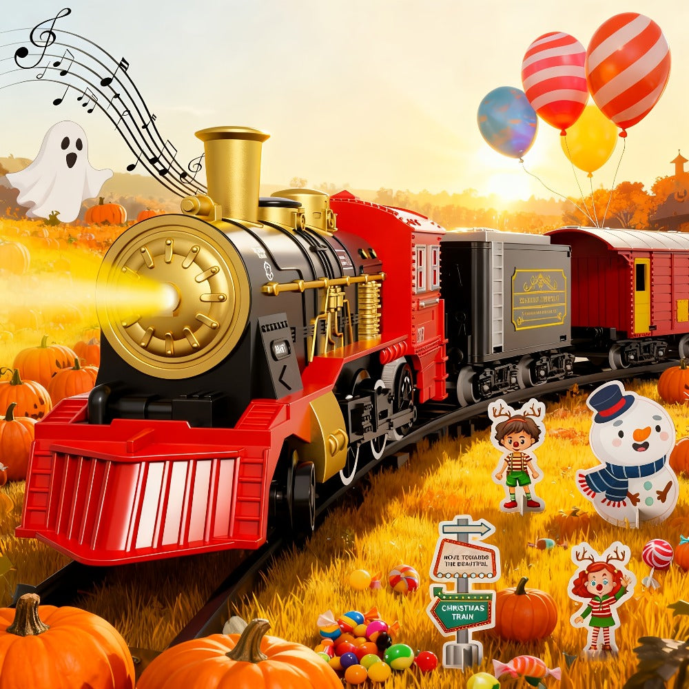 Electric Train Set for Kids with Steam Locomotive Engine Lights & Sound with the Listed Color, Size or Set Options for Everyday Use
