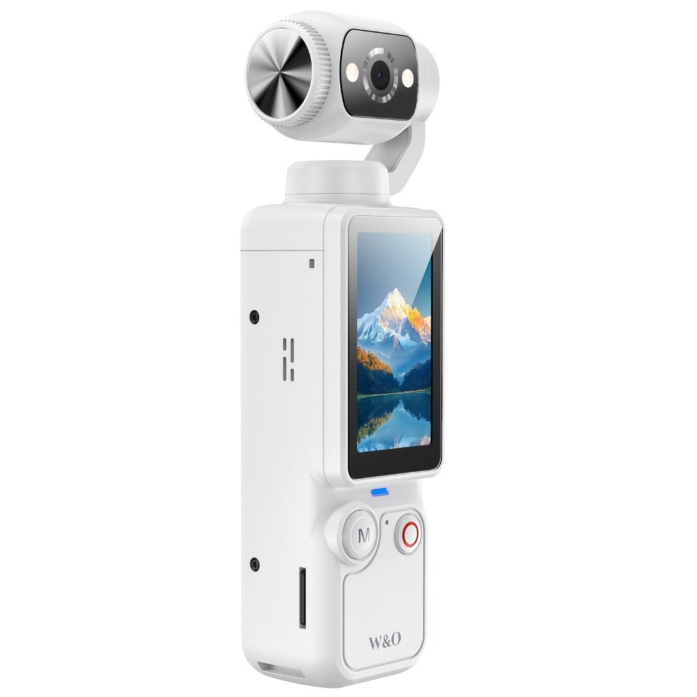 W&O 4K-Labeled Pocket Action Camera with 180-Degree Rotating Lens, 1.9-Inch Screen and 2000mAh Battery Marking