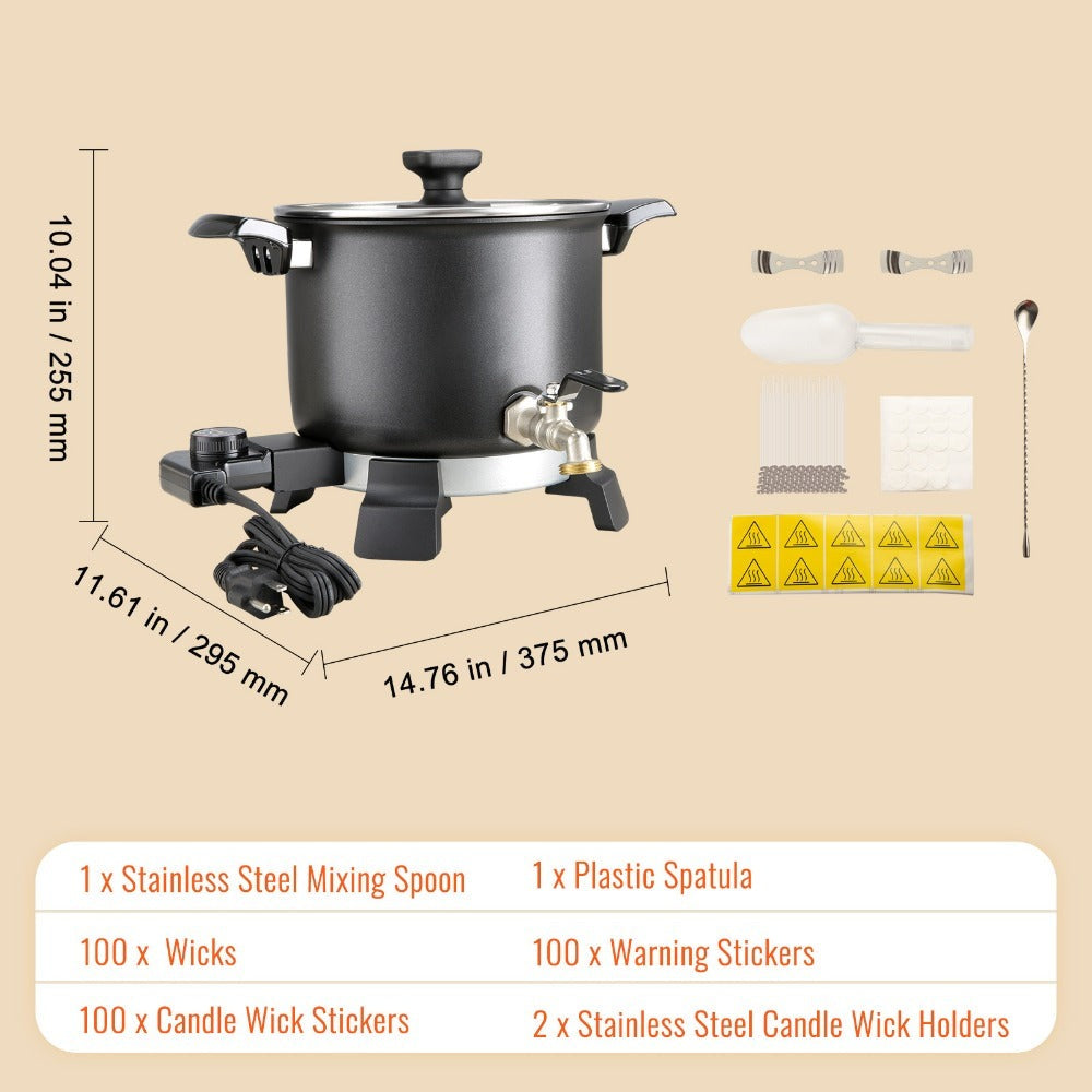 Wax Melter for Candle Making 5.5L Large Electric Wax Melting Pot with Easy Pour Spout, 1200W Fast Heating