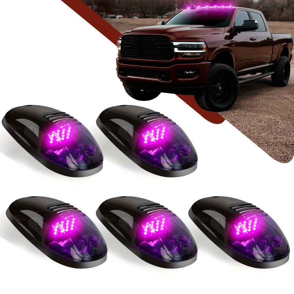 5pcs LED Cab Roof Marker Lights 16/24 LED 12V Super Bright UV-Resistant ABS Lens with Wiring Harness Kit for 2003-2018 Pickup Trucks 1500