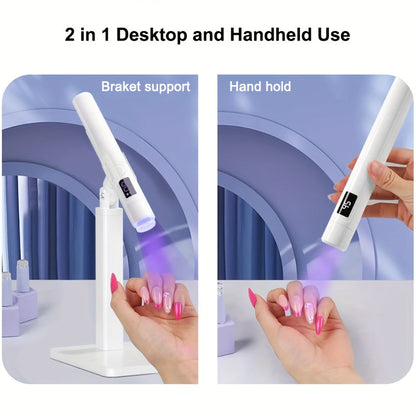 Rotating Stand LED Nail Lamp with Adjustable Stand Bracket, 45s/60s Timer Display and USB Power
