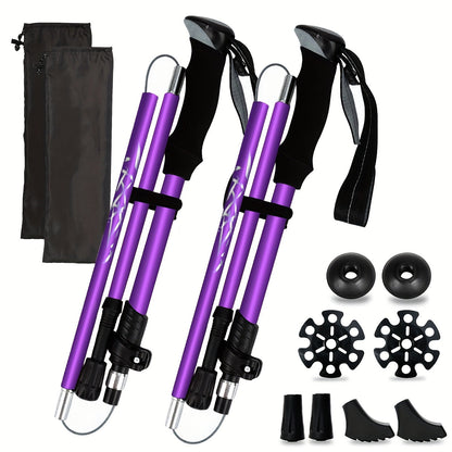Aluminum Trekking Poles Set of 2 – Lightweight Quick-Lock Foldable Hiking Sticks with Ergonomic Non-Slip Grips