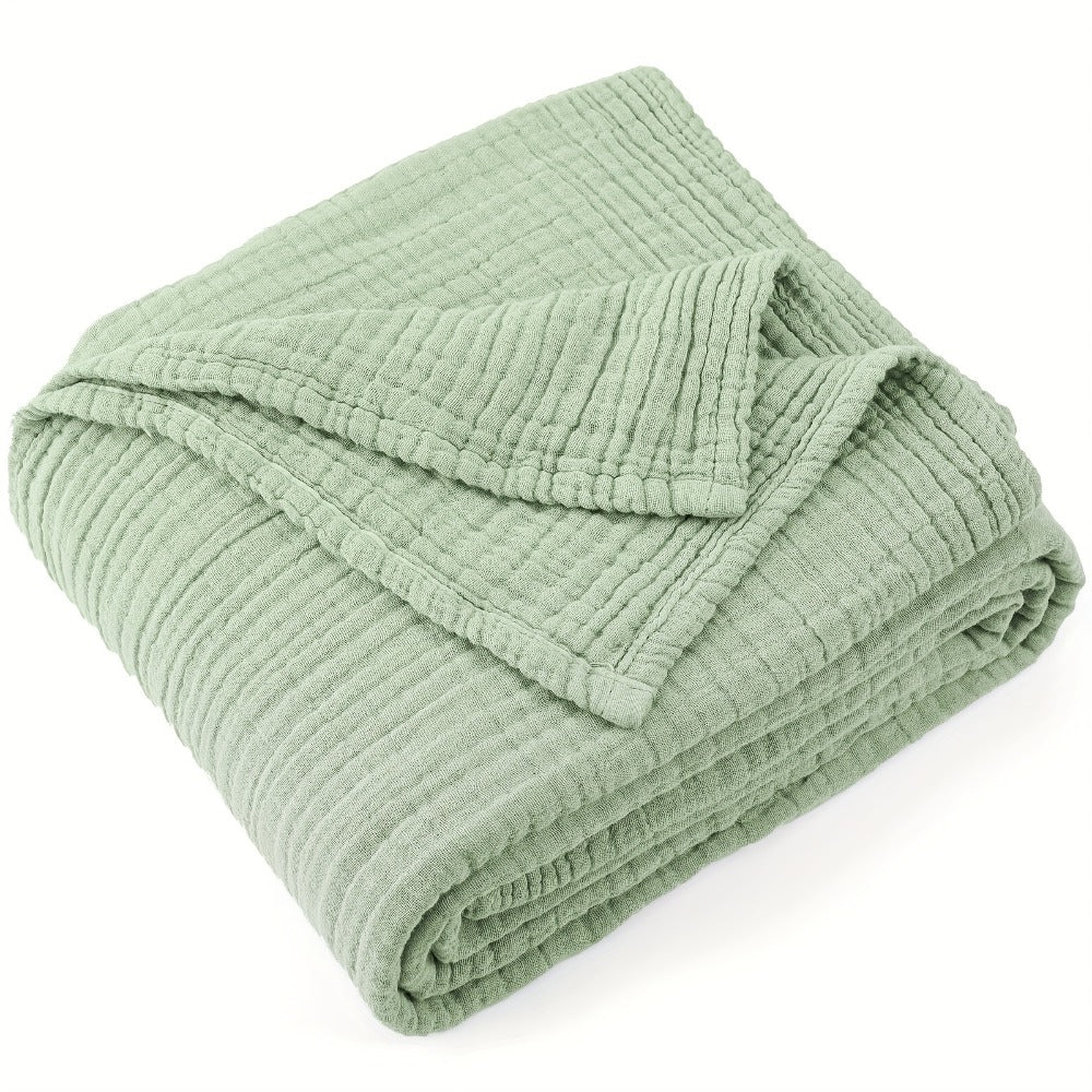 Muslin Blanket 100% Cotton 6-Layer, Breathable Gauze Throw for Couch & Bed, All Season, 13 Colors