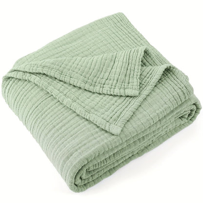 Muslin Blanket 100% Cotton 6-Layer, Breathable Gauze Throw for Couch & Bed, All Season, 13 Colors
