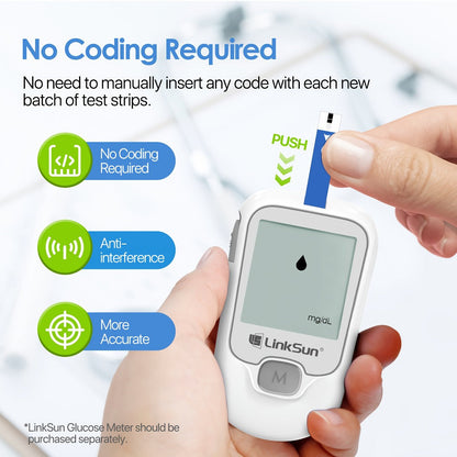Diabetes Test Strips 100 Count, Compatible with G-425-1, G-425-2, G-425-3 Blood Glucose Monitors