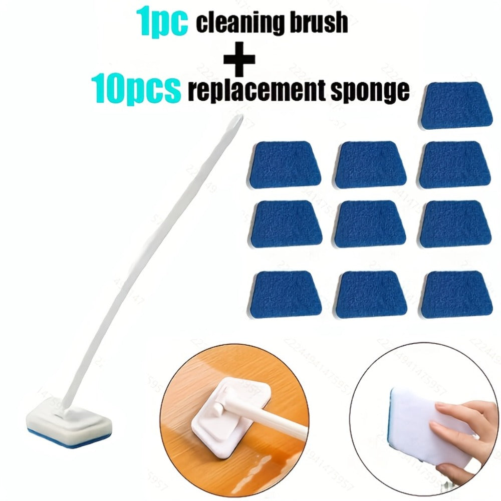 Long-Handle Sponge Cleaning Brush Set with 6, 10 or 15 Replaceable Pads and 23.22-Inch Handle