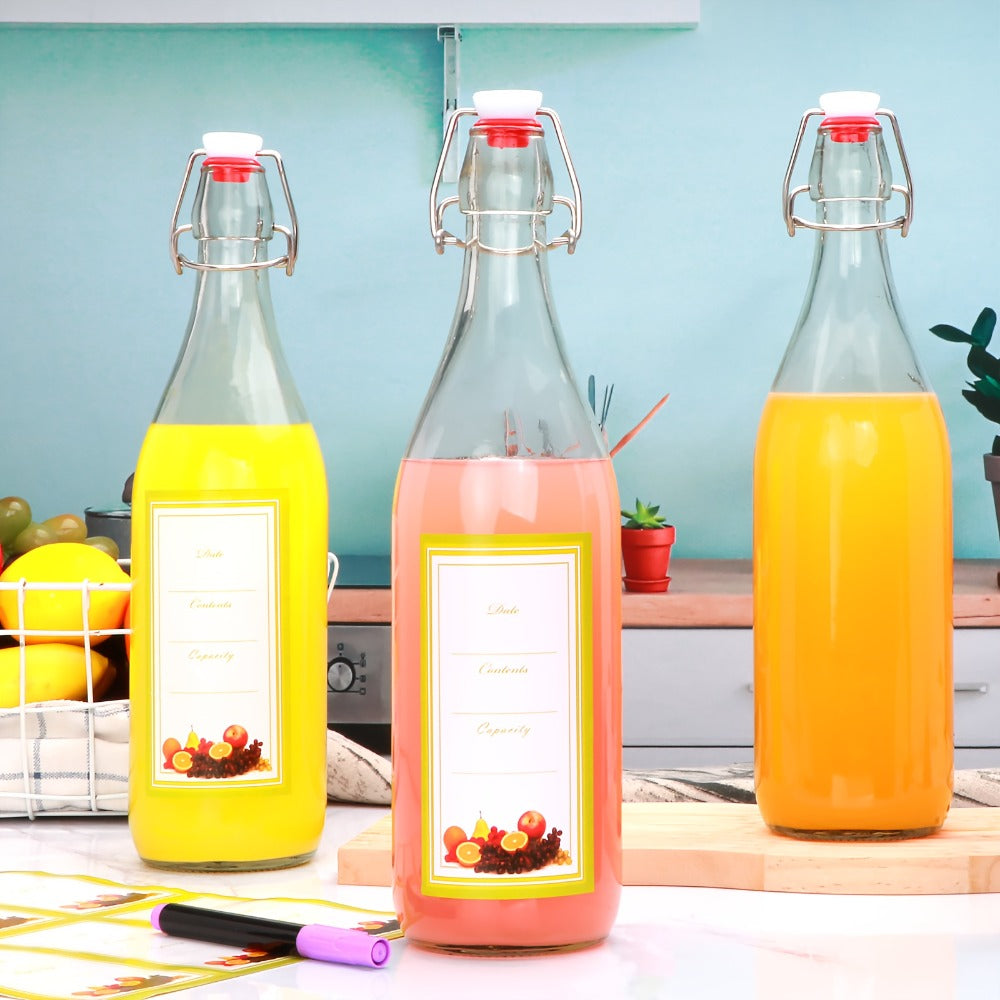 Flip Top Glass Bottles with Stopper 16oz, Airtight Swing Top Bottle for Kombucha, Juice, Vinegar