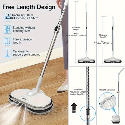 Cordless Electric Spin Mop Floor Cleaner with LED Headlight & Water Spray Tank for Everyday Face, Beard and Body Grooming