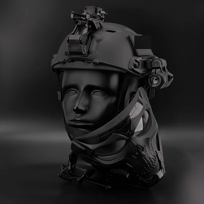 Costume Accessories Tactical Helmet and Skull Mask Set with ABS Shell, Adjustable Dial and Black Finish