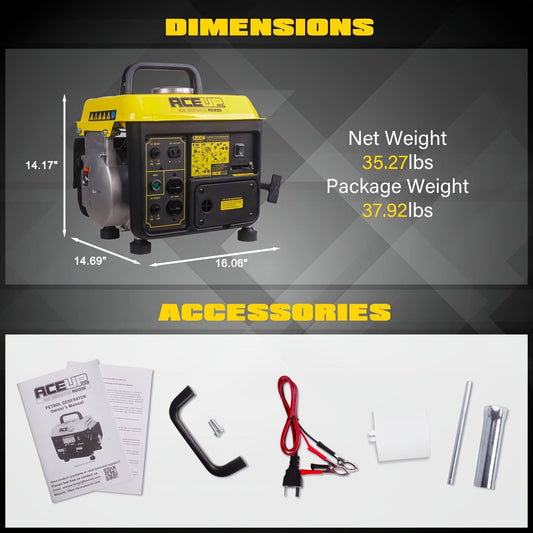 Portable Generator, Gas Powered Camping Home Backup Emergency Power for Garden, Patio and Yard Use