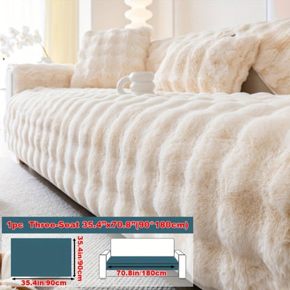 Sofa Cover Thick Faux Rabbit Plush Panels with Backing Detail for Seat, Armrest, Backrest or Pillowcase