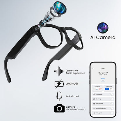 Smart Glasses Dual-Lens POV Camera Eyewear with Open-Ear Audio, Touch Control and Clear or Tinted Lenses